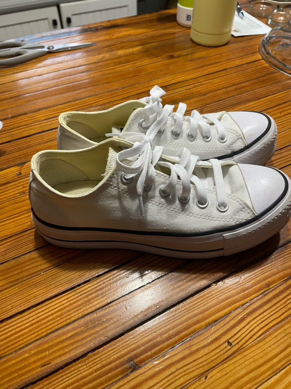 Converse White Low-Top Canvas Sneakers with Black Trim